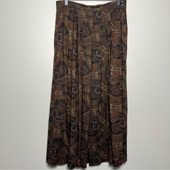 VTG 80s Prestwyck Maxi Skirt Paisley Dark Academia Broomstick USA Made Rayon‎ - Picture 1 of 9